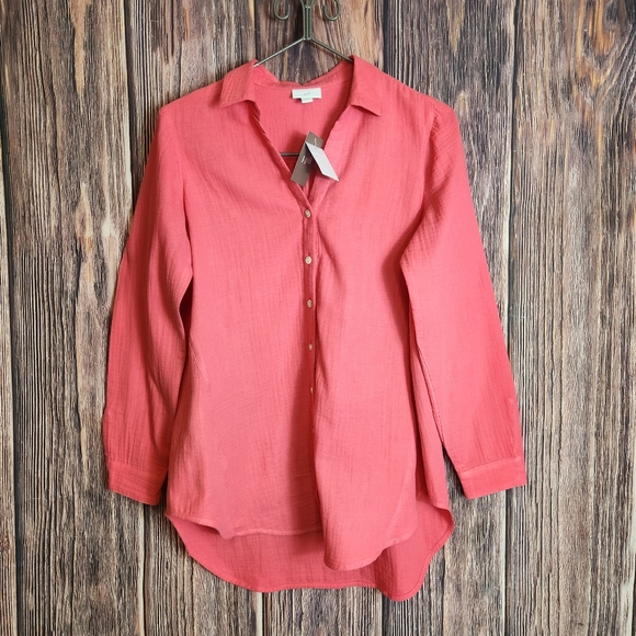 J. Jill Tops - NWT J. Jill 100% Cotton A-Line Gauze Button Down Blouse
